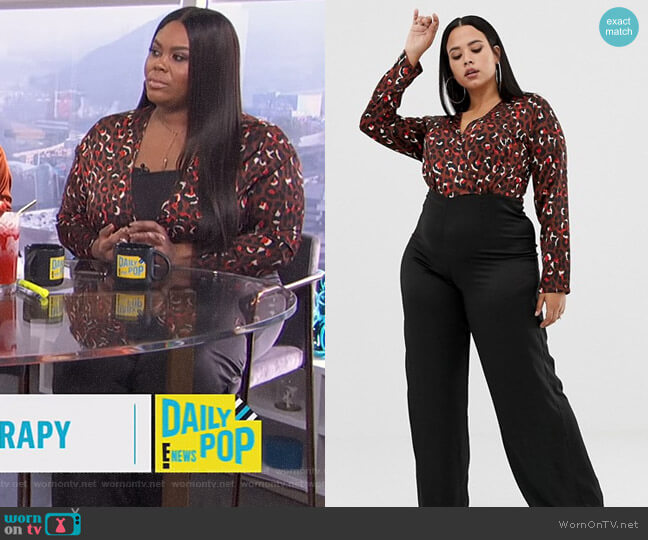 Missguided Wide Leg Jumpsuit in Leopard Print worn by Nina Parker on E! News