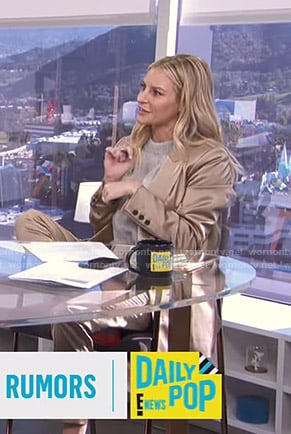 Morgan’s gold double breasted suit on E! News Daily Pop