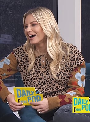 Morgan’s leopard and floral print sweater on E! News Daily Pop