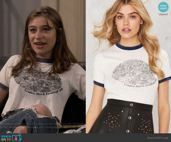 Nasty Gal Stoned Immaculate Venice Rock Fest '69 Tee worn by Shannon (Odessa Adlon) on Fam