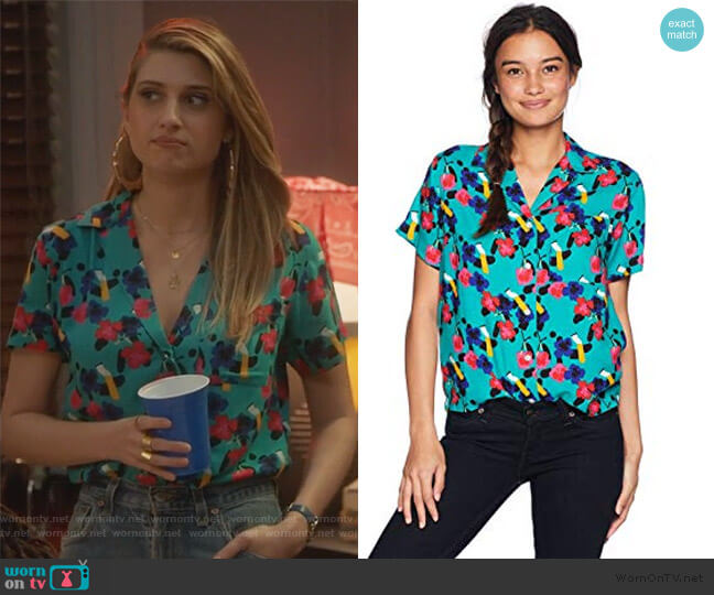 Obey Ashed Out Button Down Woven Shirt worn by Nomi Segal (Emily Arlook) on Grown-ish
