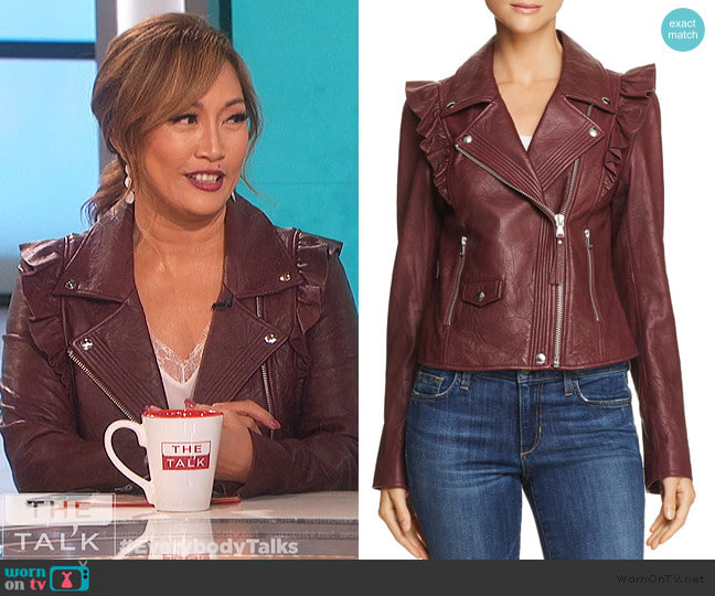 Paige Annika Leather Jacket worn by Carrie Inaba on The Talk