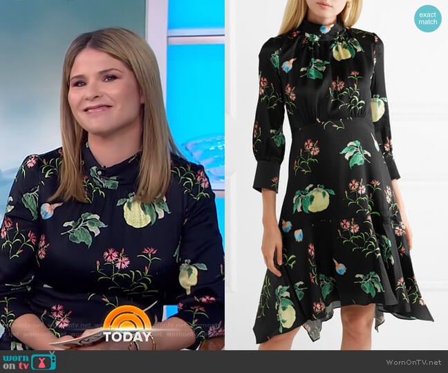 Peter Pilotto Floral-Print Hammered-Silk Dress worn by Jenna Bush Hager on Today