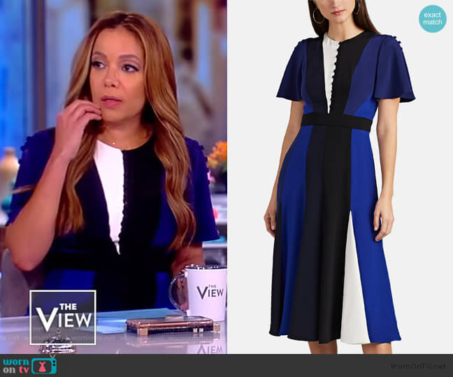 Prabal Gurung Colorblocked Silk Dress worn by Sunny Hostin on The View