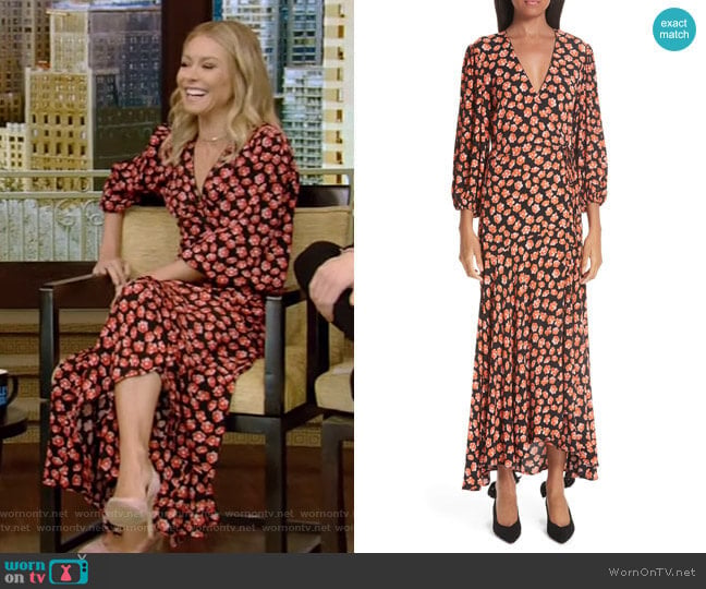 Ganni Print Crepe Dress worn by Kelly Ripa on Live with Kelly and Mark
