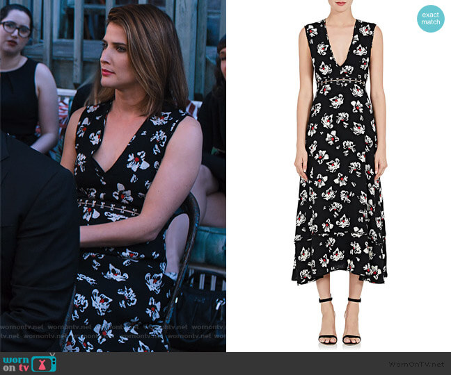 Proenza Schouler Cutout-Waist Floral Sleeveless Dress worn by Lisa Turner (Cobie Smulders) on Friends from College