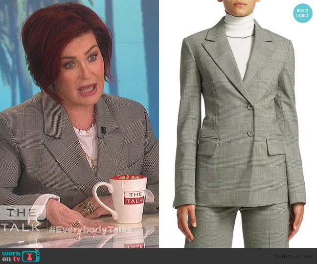 Proenza Schouler Single-Breasted Glen Check Blazer worn by Sharon Osbourne on The Talk
