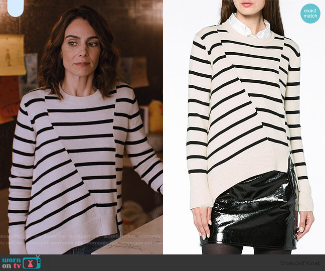 Proenza Schouler Stripe Asymmetric Jumper worn by Samantha Delmonico (Annie Parisse) on Friends from College