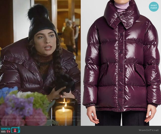 Nina Ricci Quilted Down Jacket worn by Cristal Jennings (Daniella Alonso) on Dynasty