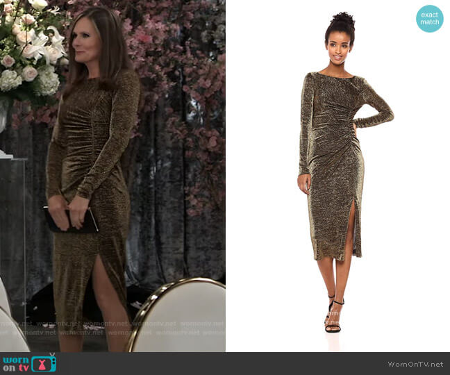 Rachel Zoe Lovey Metallic Jersey Midi Dress worn by Lucy Coe (Lynn Herring) on General Hospital
