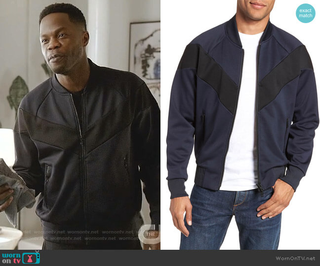 Rag & Bone Colorblock Bomber Jacket worn by Jeff Colby (Sam Adegoke) on Dynasty