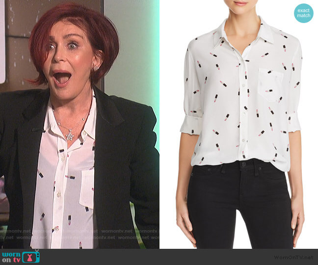 Rails Kate Lipstick Print Silk Shirt worn by Sharon Osbourne on The Talk