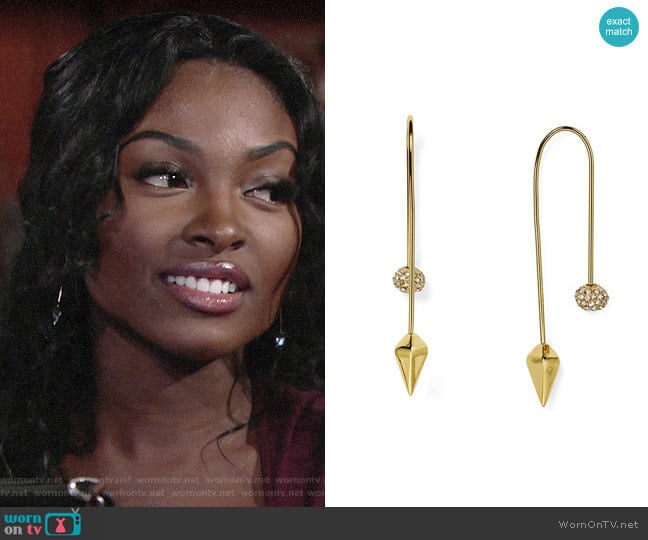 Rebecca Minkoff Pavé Ball Threader Earrings worn by Ana Hamilton (Loren Lott) on The Young and the Restless