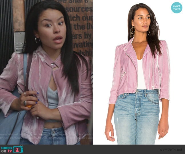 Rebecca Taylor Velvet Moto Jacket worn by Mariana Foster (Cierra Ramirez) on Good Trouble