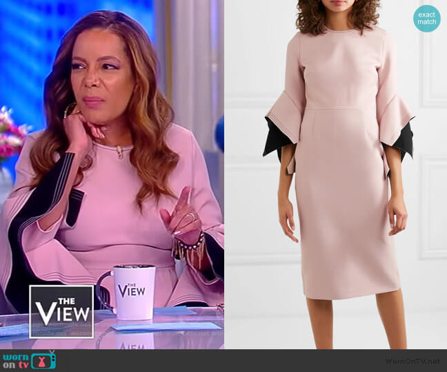 Roksanda Ruffled two-tone cady midi dress worn by Sunny Hostin on The View