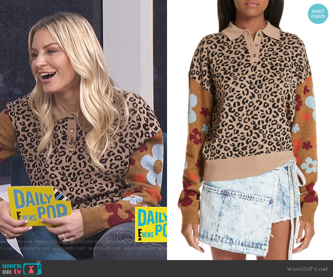 Sandy Liang Paw Paw Polo Sweater worn by Morgan Stewart on E! News