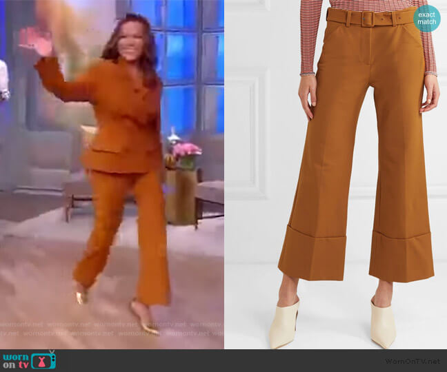 Sara Battaglia Cropped crepe flared pants worn by Sunny Hostin on The View