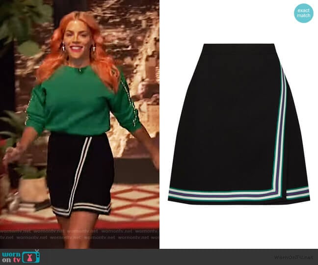Sandro Stripe Knitted Mini Skirt worn by Busy Philipps on Busy Tonight