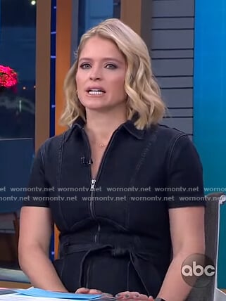 Sara’s black denim jumpsuit on GMA Day