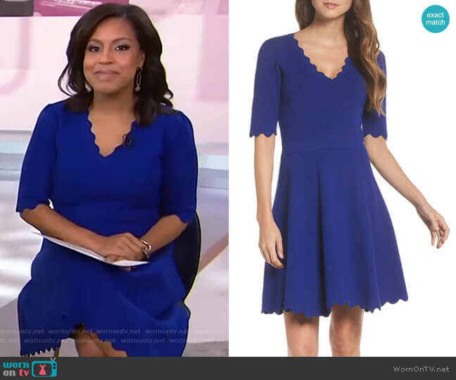 Eliza J Scallop Trim Fit & Flare Dress worn by Sheinelle Jones on Today
