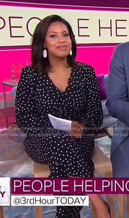 Sheinelle’s black polka dot jumpsuit on Today