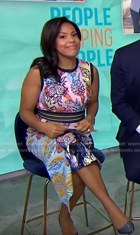 Sheinelle’s mixed print sleeveless dress on Today