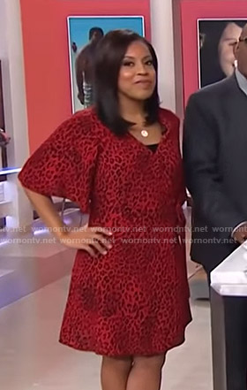 Sheinelle’s red leopard wrap dress on Today