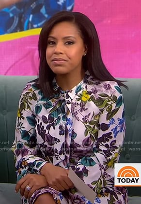 Sheinelle’s white floral tie neck dress on Today