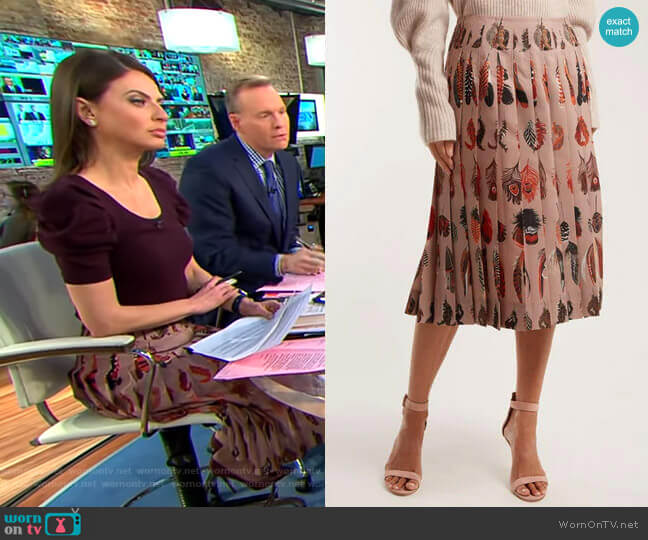 Altuzarra Sirocco Pleated Skirt worn by Bianna Golodryga on CBS Mornings