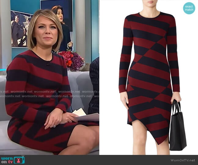 Slate & Willow Striped Asymmetric Hem Dress worn by Dylan Dreyer on Today