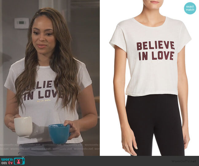Spiritual Gangster Believe In Love Cropped Tee worn by Claire (Amber Stevens West) on Happy Together