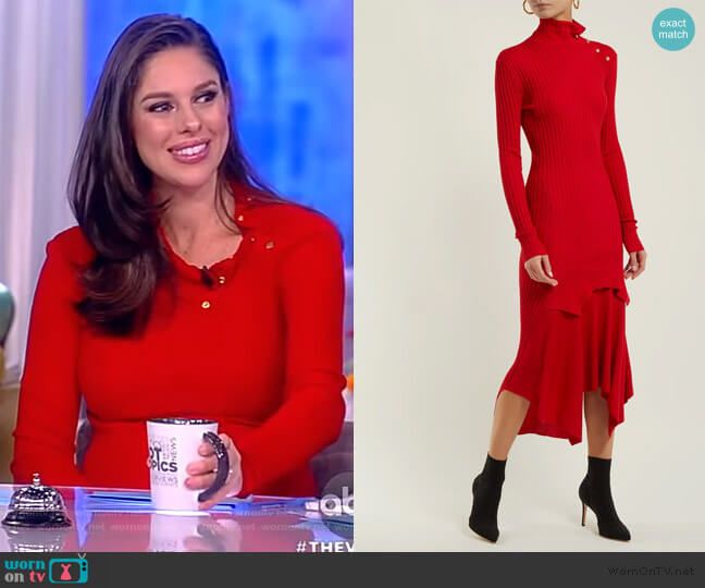 Stella McCartney Handkerchief-hem ribbed-knit dress worn by Abby Huntsman on The View
