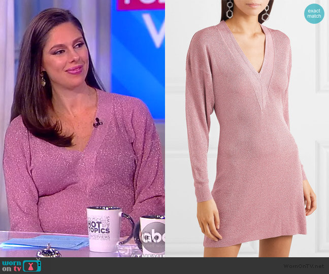 Stella McCartney Metallic knitted mini dress worn by Abby Huntsman on The View