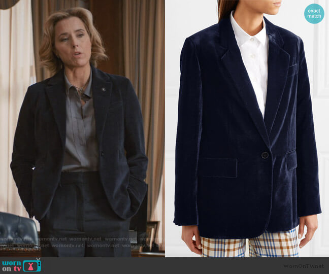 Stella McCartney Oversized velvet blazer worn by Elizabeth McCord (Téa Leoni) on Madam Secretary