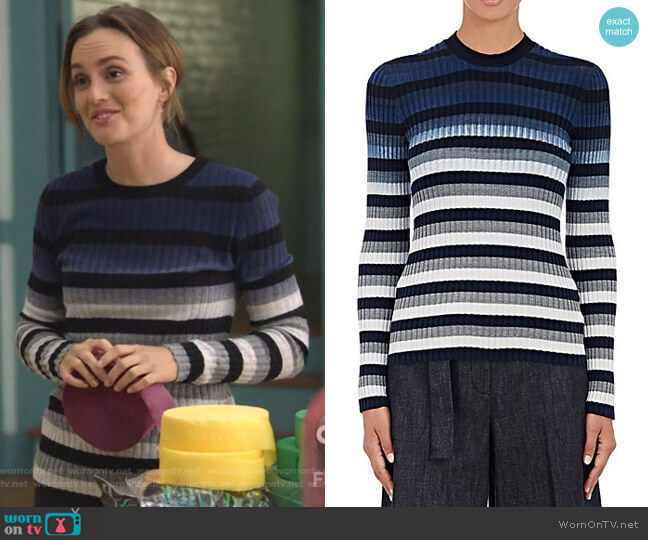 Maison Margiela Striped Ombré Knitted Jumper worn by Angie (Leighton Meester) on Single Parents