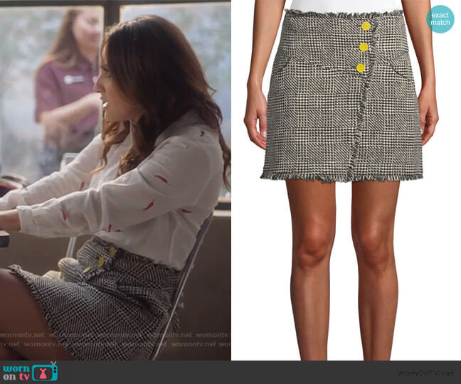 Tanya Taylor Monti Tweed Fringe Skirt worn by Ana Torres (Francia Raisa) on Grown-ish