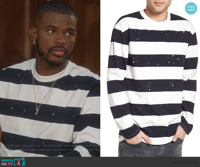 The Rail Paint Splatter Sweatshirt worn by Aaron Jackson (Trevor Jackson) on Grown-ish