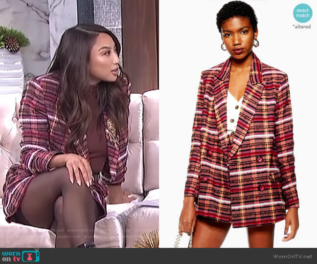 Topshop Brushed Check Blazer worn by Jeannie Mai on The Real