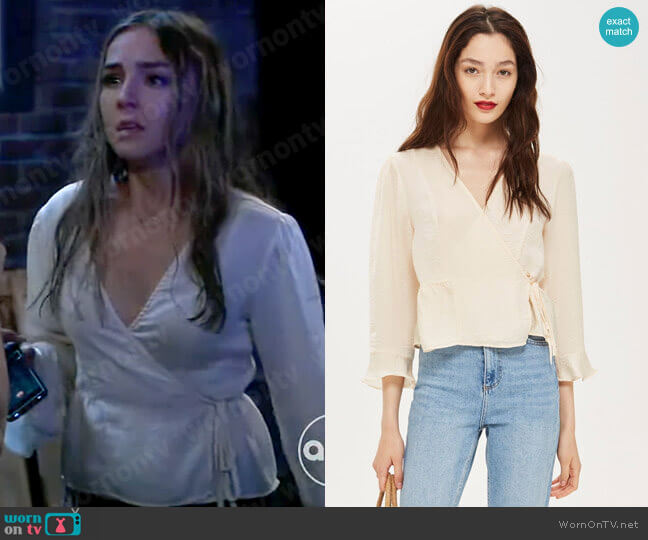 Topshop Frill Wrap Blouse worn by Kristina Corinthos (Lexi Ainsworth) on General Hospital