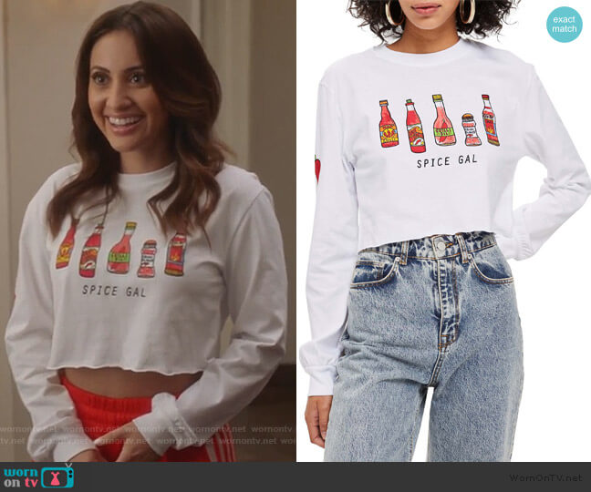 Topshop Spice Gal Crop Tee worn by Ana Torres (Francia Raisa) on Grown-ish