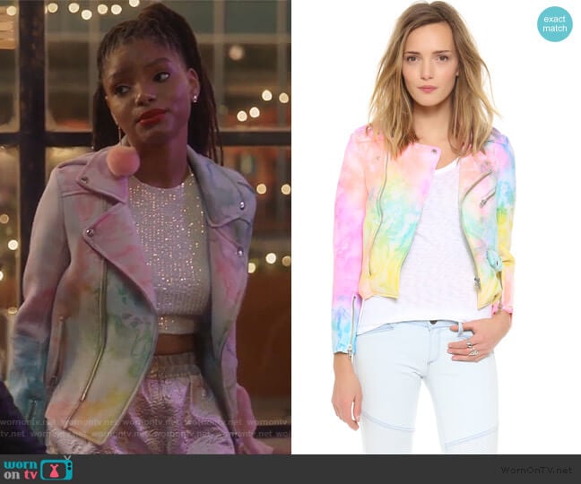 UNIF I Dye Moto Jacket worn by Skylar Forster (Halle Bailey) on Grown-ish
