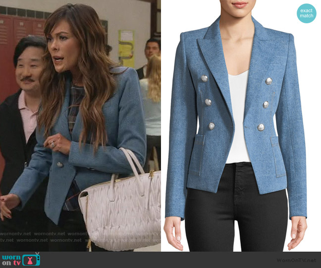 Veronica Beard Caden Double-Breasted Dickey Jacket worn by Camille (Lindsay Price) on Splitting Up Together