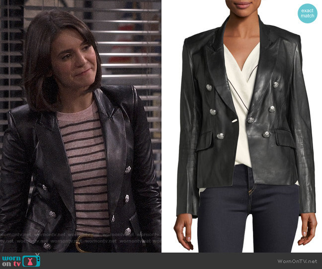 Veronica Beard Cooke Leather Jacket worn by Clem (Nina Dobrev) on Fam