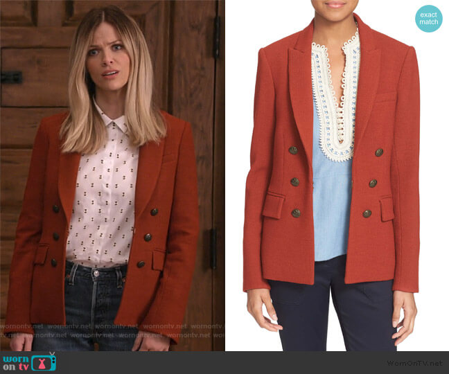 Veronica Beard Peninsula Faux Double Breasted Blazer worn by Mallory (Brooklyn Decker) on Grace and Frankie