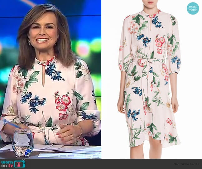 Veronika Maine Ornamental Flowers Keyhole Dress worn by Lisa Wilkinson on The Project