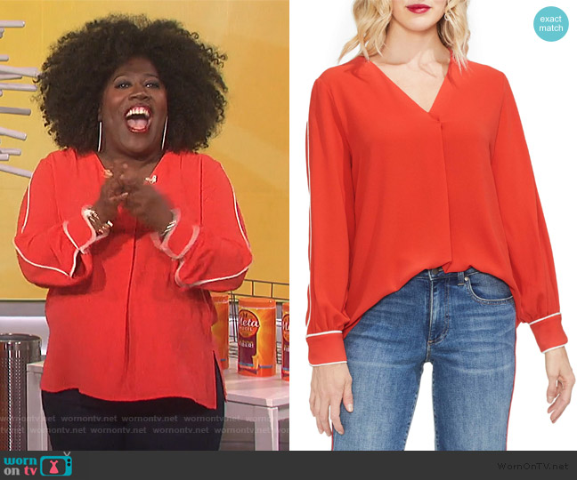 Vince Camuto Piped Sleeve Top worn by Sheryl Underwood on The Talk