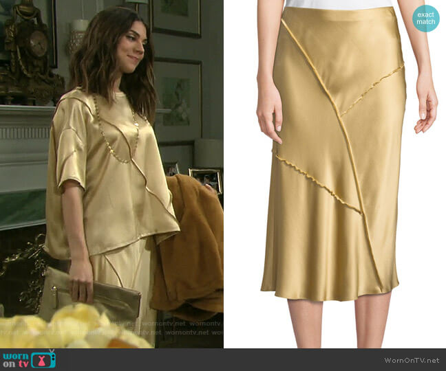 Vince Raw-Edge Silk Midi Skirt worn by Abigail Deveraux (Kate Mansi) on Days of our Lives
