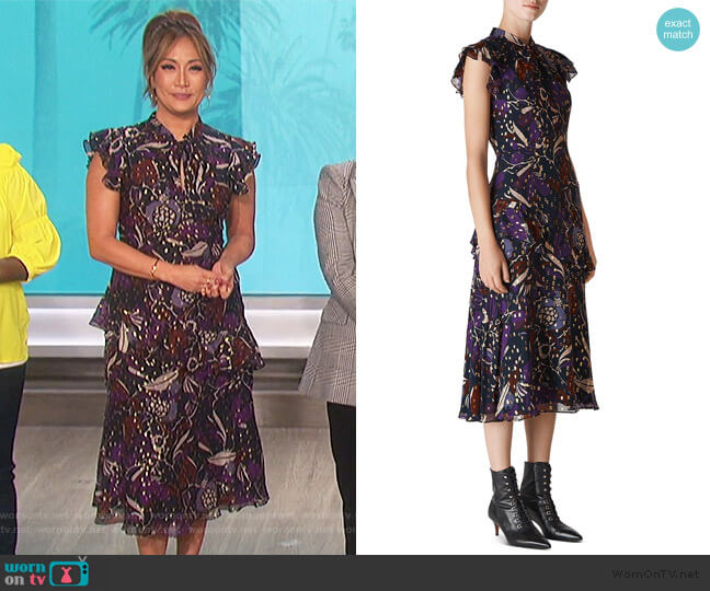 Whistles Montrose Dress worn by Carrie Inaba on The Talk