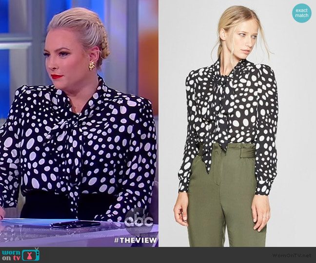 Who What Wear Polka dot long sleeve tie neck blouse worn by Meghan McCain on The View