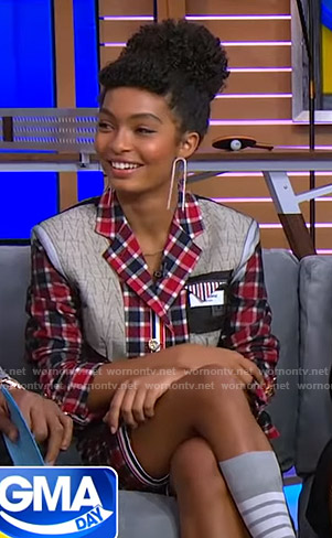 Yara Shahidi’s patchwork suit on GMA Day